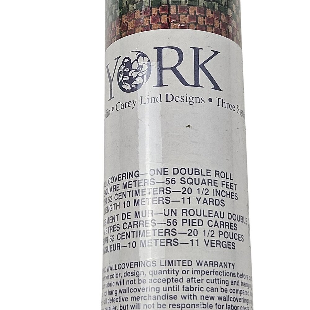 York HC1142 R-01 Wallpaper Textured Green Brown Woven Look Vintage USA 2 Rolls - Picture 3 of 10